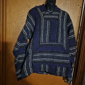 Men's Black, White and Purple Vintage 90s Style Baja Joe Hoodie Size Large